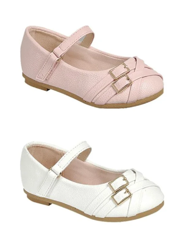 Flats shoes with comfortable fit-Toddler Girls Ankle Strap Ballet Flats