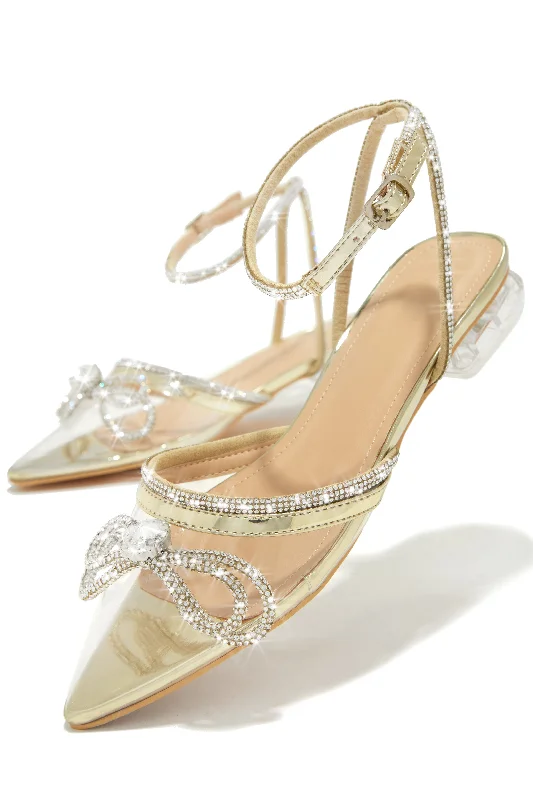 Flats shoes with chic patterns-The Afterparty Embellished Pointed Toe Flats - Gold