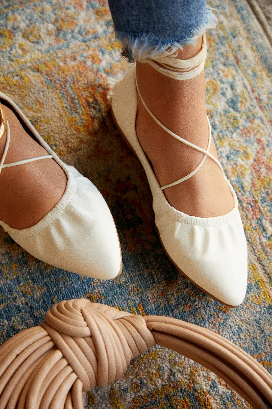 Flats shoes for ultimate versatility-Kristine Criss Cross Flats - White