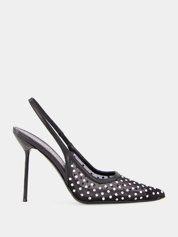 Black Lidia Crystal Slingback