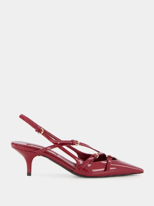 Crimson Patent Leather Slingbacks