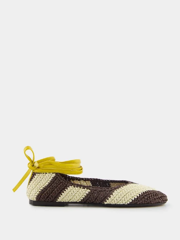 Veneziana Striped Raffia Ballerina Shoes