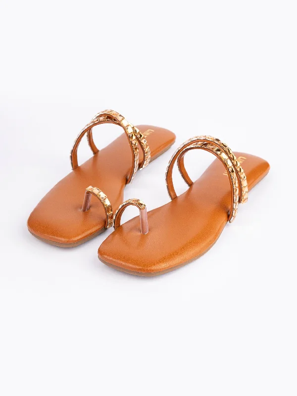 Flats shoes for classic look-Embellished Strap Flats