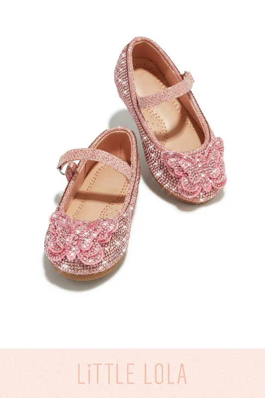 Flats shoes with playful patterns-Mini Sweet Fantasy Embellished Flats - Pink