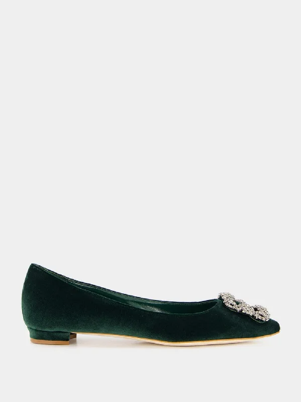 Flats shoes with fashionable edge-Green Velvet Hangisi Flats