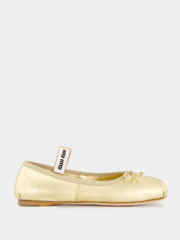 Flats with contemporary style-Metallic Leather Ballet Flats