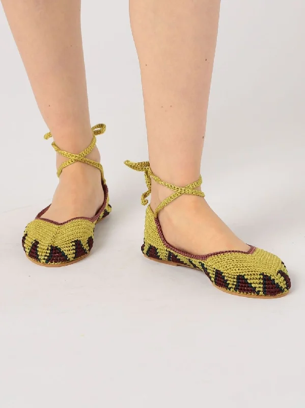 Lace Up Ballet Flat - Yellow Mustard