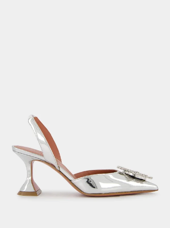 Begum Silver Mirror Slingbacks