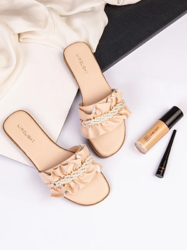 Leather flats shoes-Pearl Embellished Flats