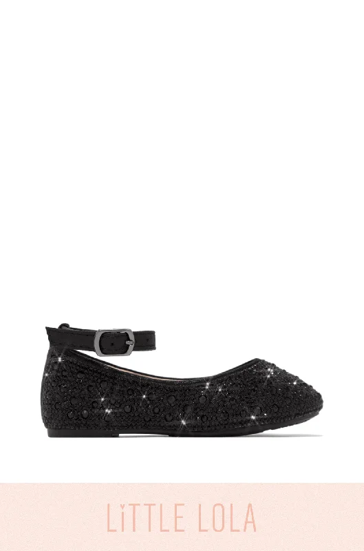 Flats shoes for street chic-Flower Girl Kids Embellished Flats - Black