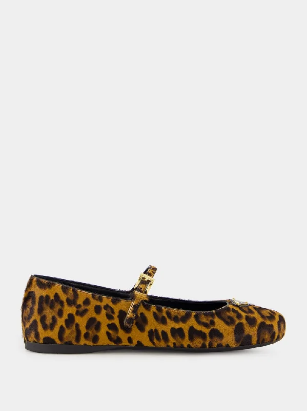 Honey Print Leather Ballerinas