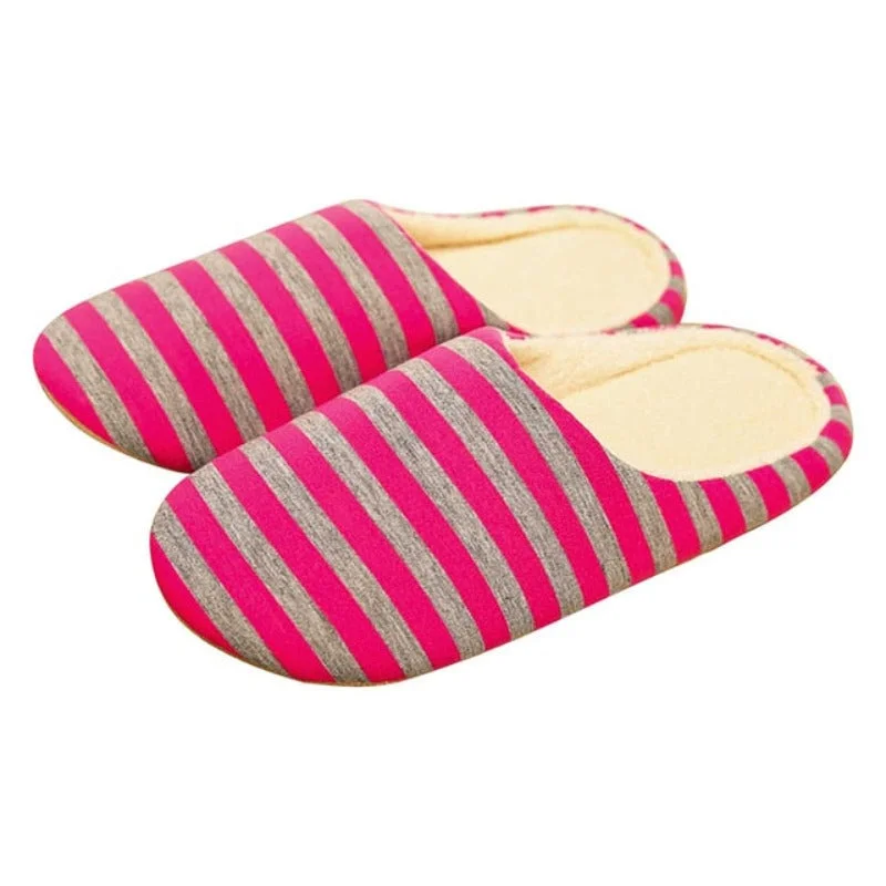 Slippers spoon dips-Groovywish Women Warm Indoor Slippers Fur Striped Winter Slides