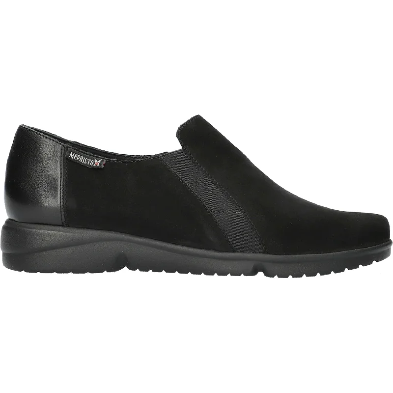 durable casual shoes for outdoor wear-Women's Mephisto Romea Black Nubuck