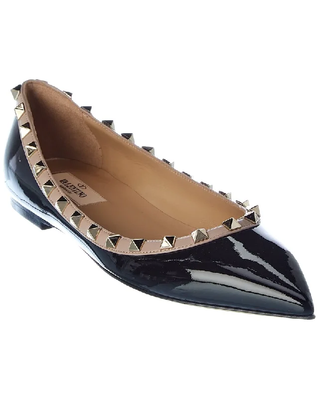 Flats for narrow feet-Valentino Rockstud Patent Flat