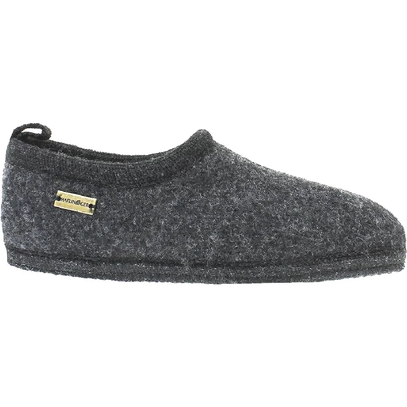 Slippers book drops-Unisex Haflinger Freddie Charcoal Wool