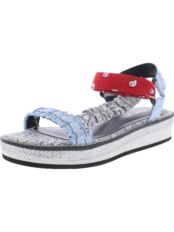 Sandals Q&A sessions-Gigi Womens Embroidered Ankle Strap Flatform Sandals