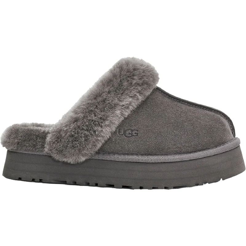 Slippers soft landings-Women's UGG Disquette Charcoal Sheepskin