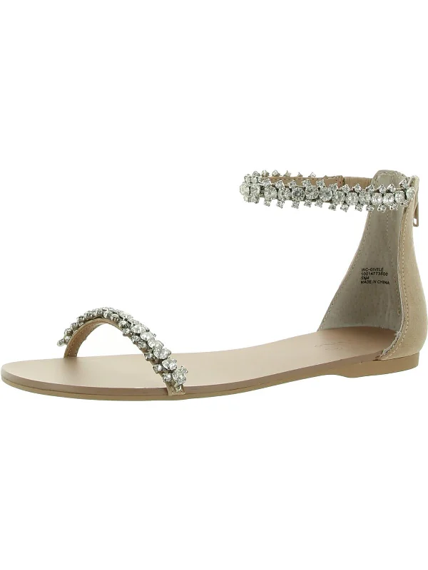 Sandals laundry services-Givele Womens Faux Suede Rhinestone Ankle Strap