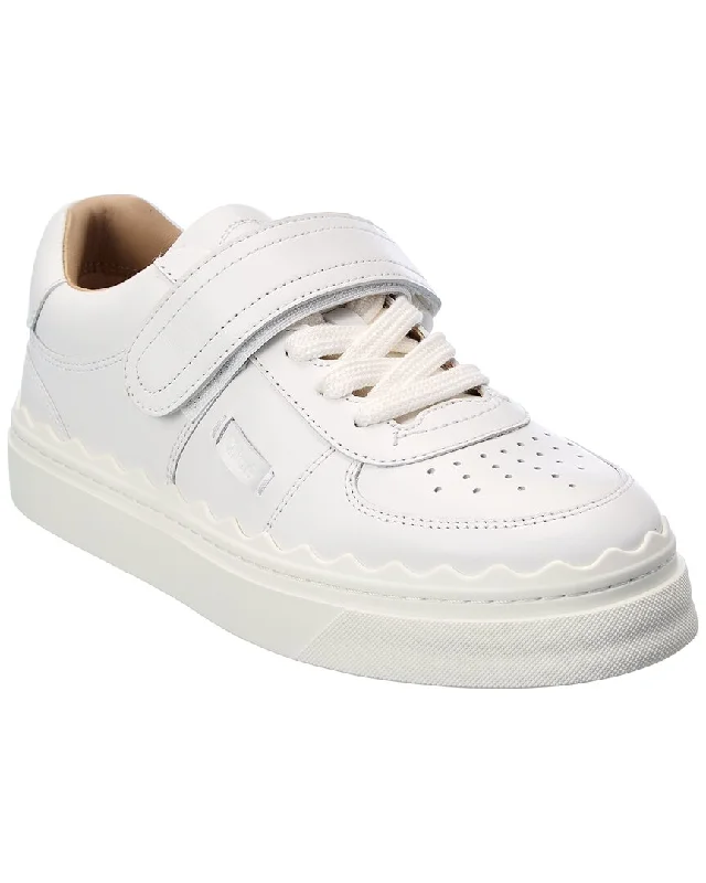 Shoes for non-stop training sessions-Chloé Lauren Scalloped Leather Sneaker