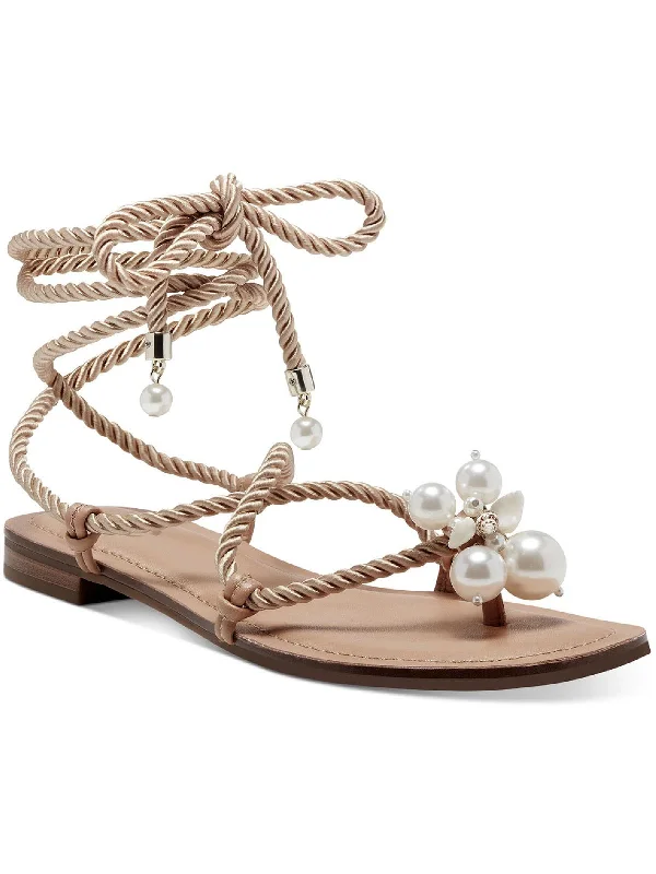 Sandals wedding venues-Jerzi Womens Rope Embellished Flat Sandals