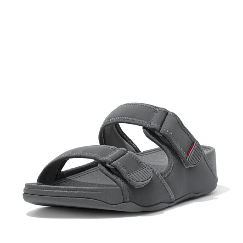 Sandals travel updates-FitFlop Men's Gogh Moc Slide Sandals - Pewter Grey