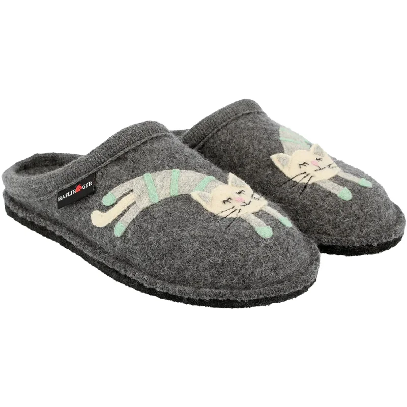 Slippers breath puffs-Women's Haflinger Katze Grey