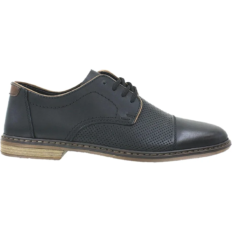 Fashion & Dress Shoes with decorative lace-Men's Rieker 13428-00 Black Leather