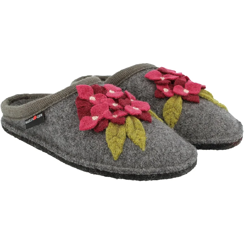 Slippers fan spins-Women's Haflinger Hortensia Grey Wool