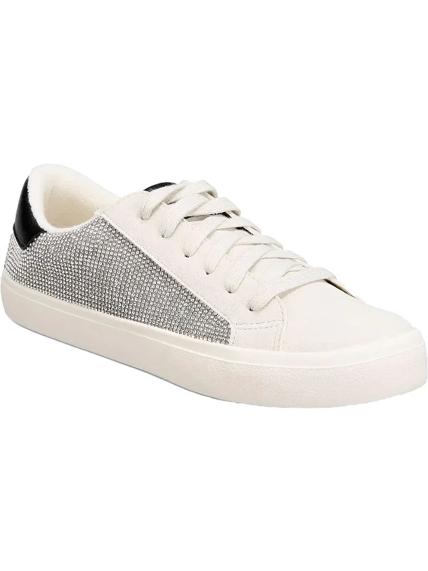 Shoes with flexible support-Philosophee Womens Leather Rhinestone Casual and Fashion Sneakers