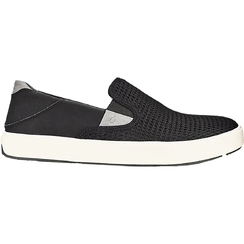 trendy casual shoes for fashion lovers-Men's OluKai Lae'ahi Black/Black Mesh