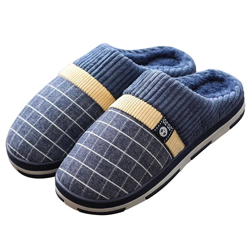 Slippers light streams-Groovywish Men Winter Slippers Warm Round Toe Soft Home Shoes