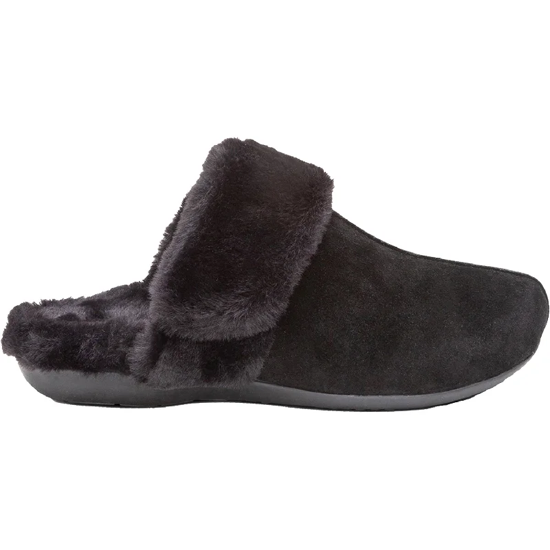 Slippers sun beams-Women's Aetrex Arianna Black Fabric