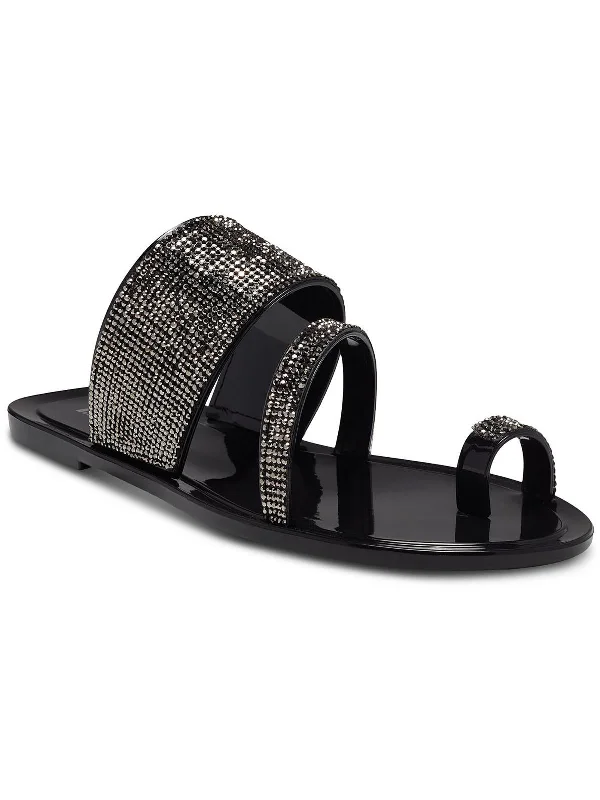 Sandals senior discounts-Gianolo Womens Embellished Toe Loop Flat Sandals