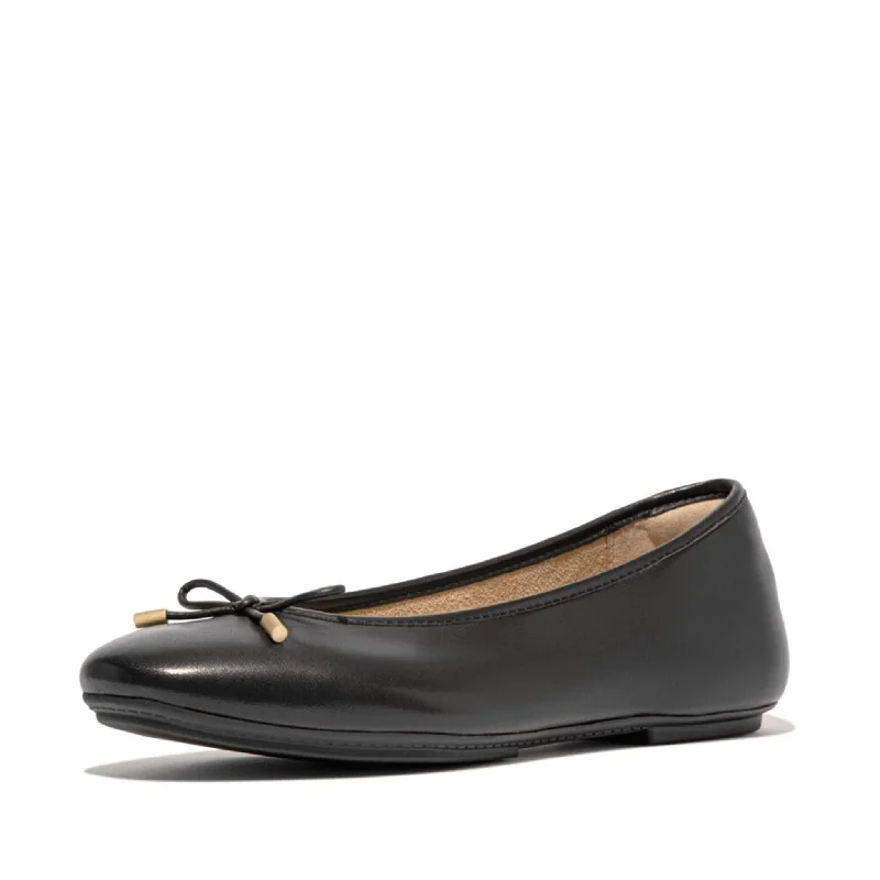 Flats for special celebrations-FitFlop Delicato Bow Ballet Flats - Black