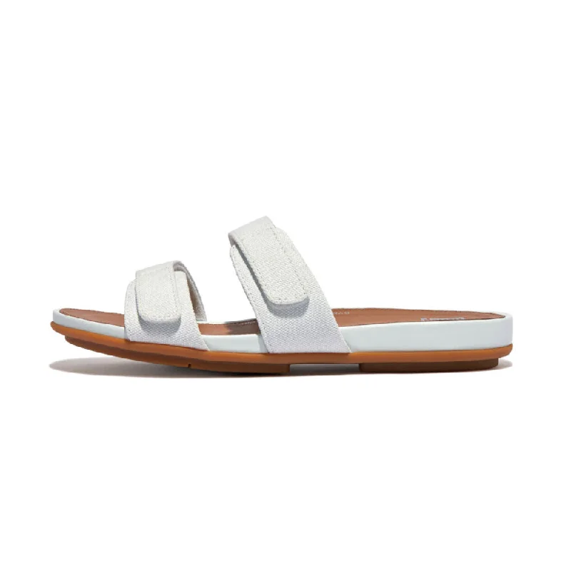 Sandals corporate retreats-FitFlop Gracie Canvas Slide Sandals - Seafoam Blue