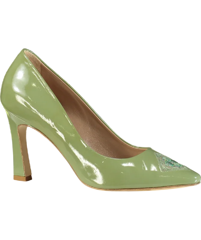 ATANA Green Fiorellini Pump In Semi-patent Leather UK 5 EU 38 👠