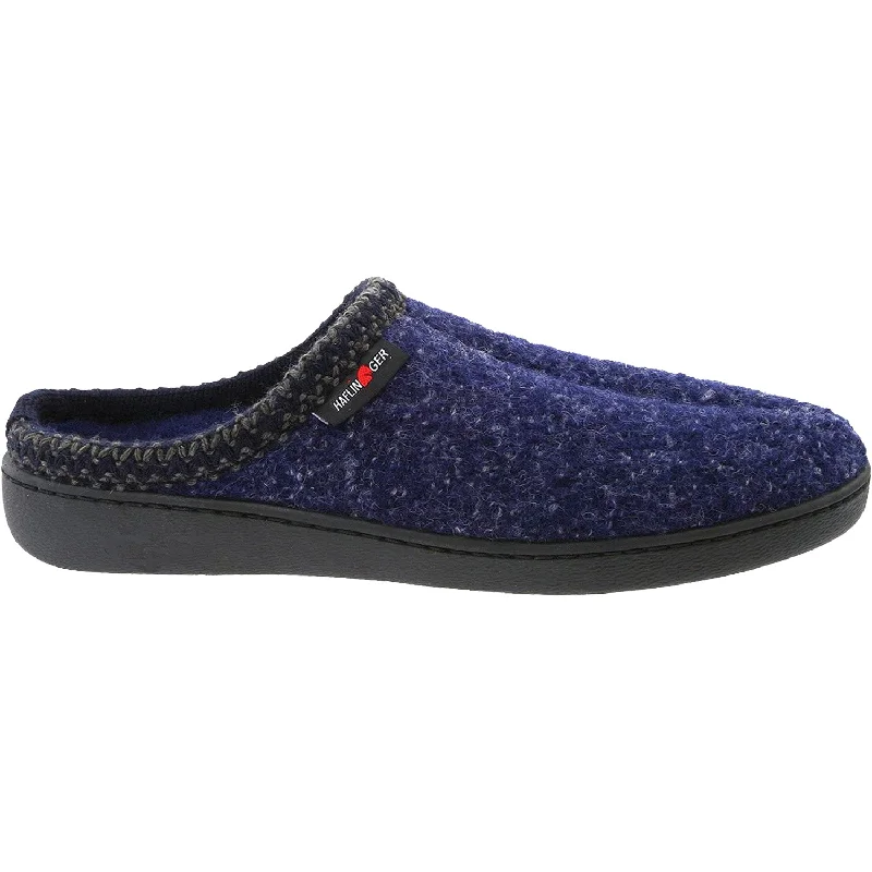 Slippers meal ends-Unisex Haflinger AT Navy Speckle Wool