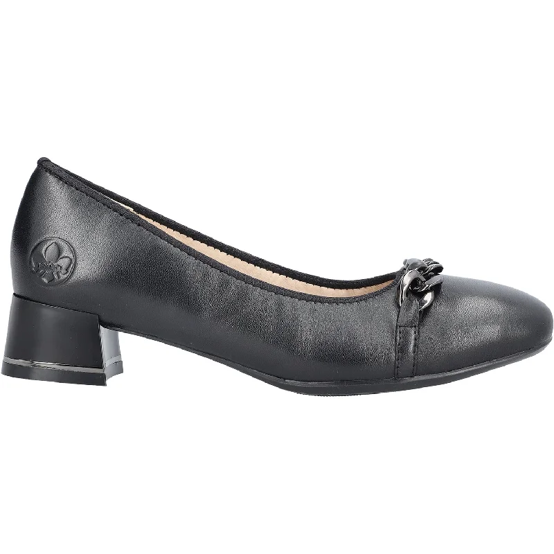 Fashion & Dress Shoes with timeless elegance-Women's Rieker 45069-00 Violet 69 Black Nappa Leather