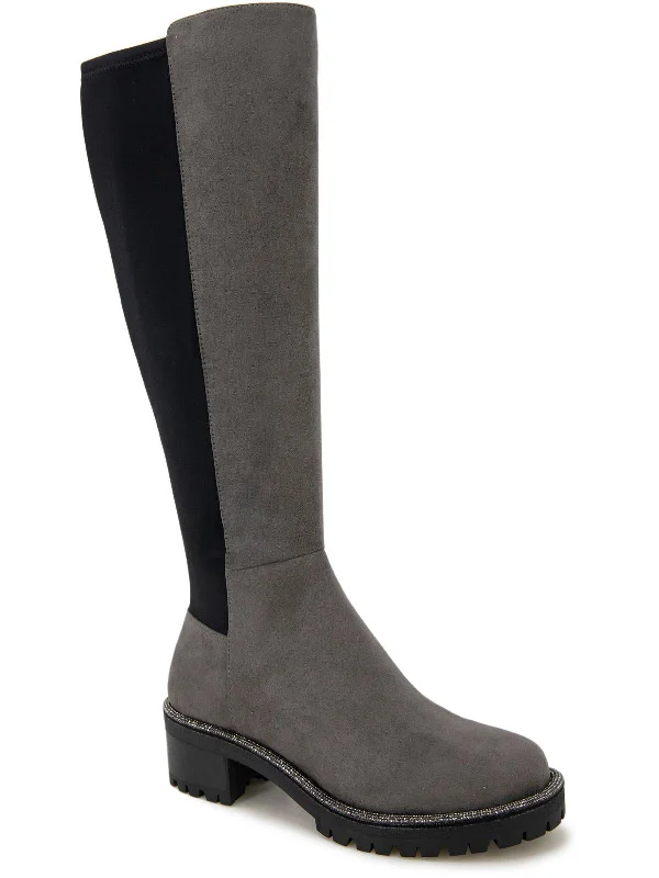 Elegant boots for women-Tate Jewel Stretch Womens Zipper Tall Knee-High Boots