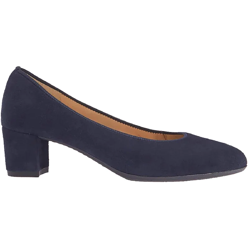 Fashion & Dress Shoes for round feet-Women's Ara Kendall Navy Samtchevro Suede