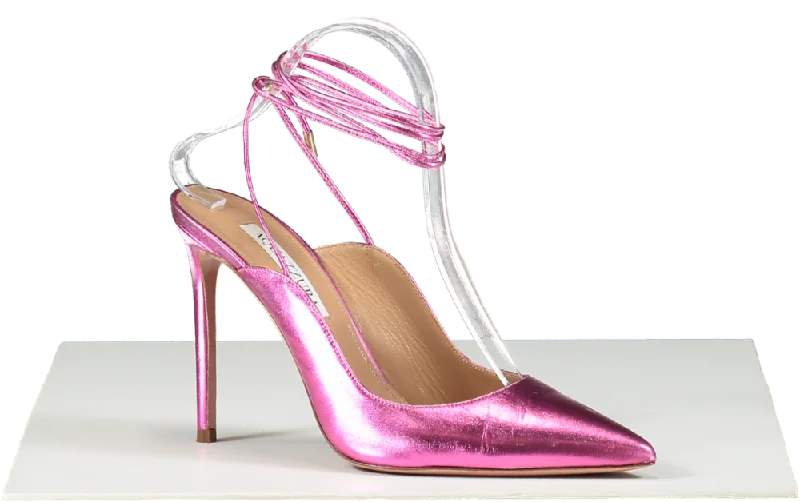 Aquazzura Pink Ankle Tie Pumps UK 6.5 EU 39.5 👠