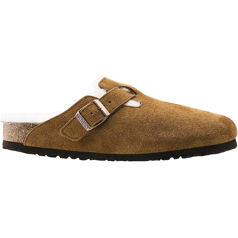 Slippers feet tap-Unisex Birkenstock Boston Shearling Mink Suede / Natural Shearling