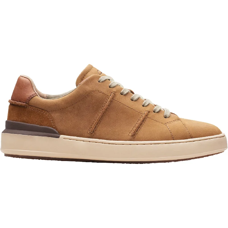 casual shoes for running daily errands-Men's Clarks Courtlite Lo Dark Tan Leather