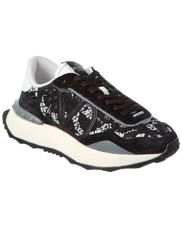 Shoes for better athletic endurance-Valentino VLogo Signature Lace & Suede Sneaker