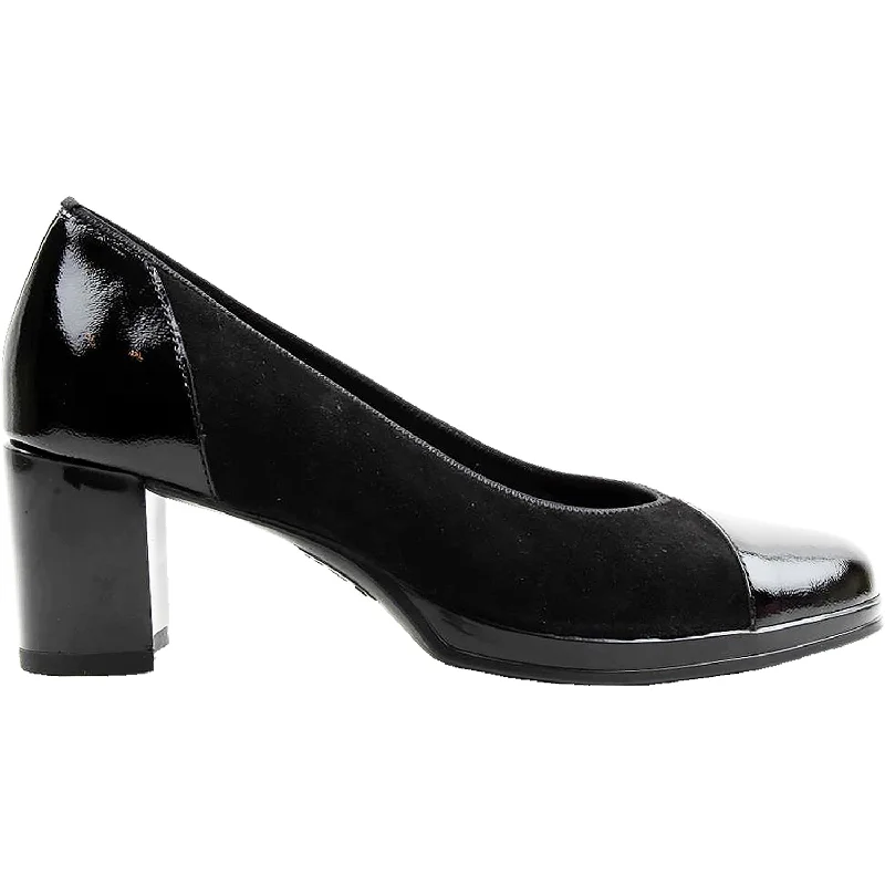 Fashion & Dress Shoes with sequins-Women's Ara Concord Black Suede/Patent