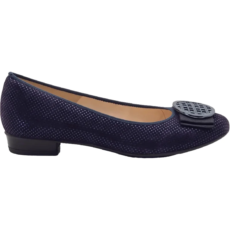 Fashion & Dress Shoes with artisan features-Women's Ara Bambi Dark Blue Puntikid Suede