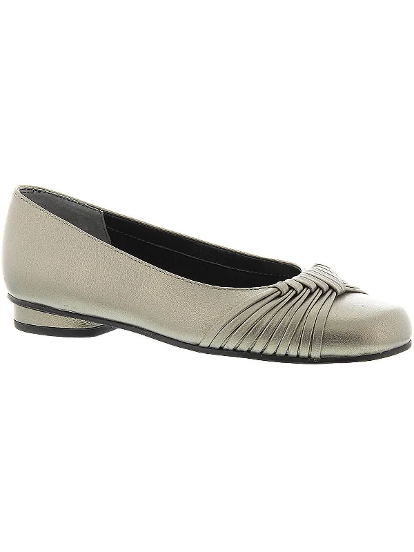 Casual flats for women-Marlene Womens Stacked Heel Round Toe Ballet Flats