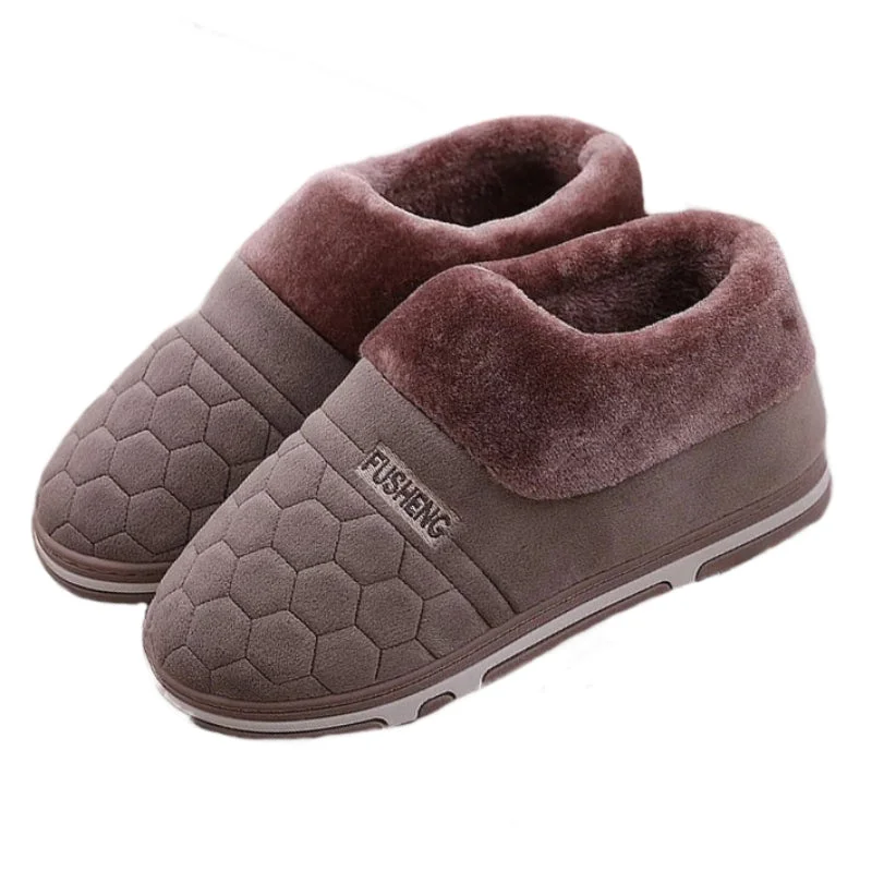 Slippers page turns-Groovywish Back Wrap Men Warm Slippers Thick Fur Comfy Indoor Shoes