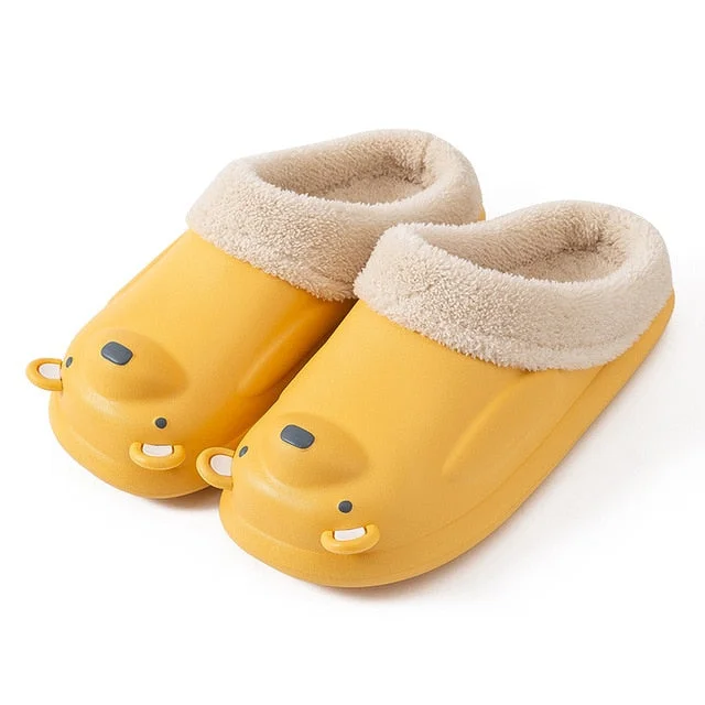 Slippers plate stacks-Groovywish Women Cute Bear Winter Fur Slippers Family Home Slides