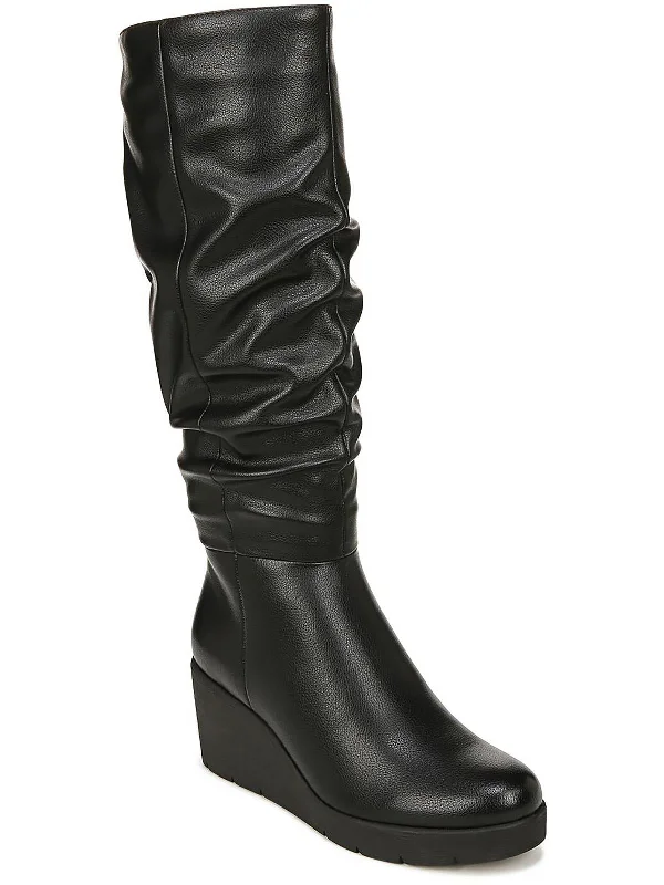 Riding boots for women-Aura Womens Zipper Slouchy Knee-High Boots